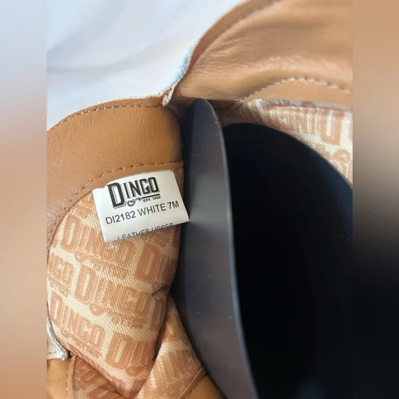 Dingo White Embroidered Western Heeled Boots - Picture 12 of 14